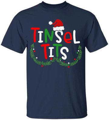 Tinsel Tits And Jingle Balls Funny Matching Christmas Couple Shirt