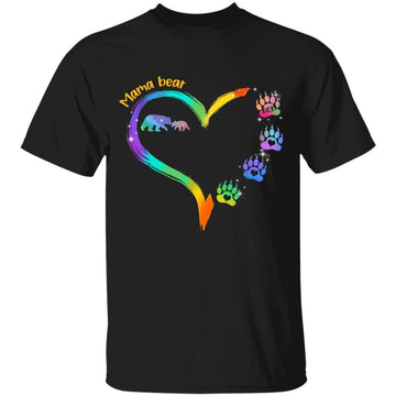 Personalized Mama Bear Heart Colorful Mother's Day Shirt Gift For Mom Custom T-Shirt - Standard T-shirt