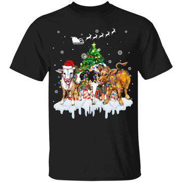 Cow Christmas Lights Ugly Christmas Sweater - Christmas T-Shirt - Funny Heifers Christmas Shirts - Cow Holiday shirt Cow Lover Xmas Gift Farm