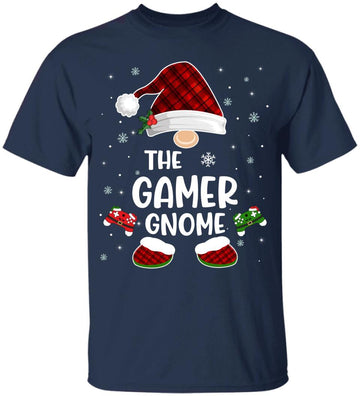 The Gamer Gnome Buffalo Plaid Matching Family Christmas Pajama Shirt