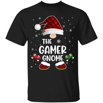 The Gamer Gnome Buffalo Plaid Matching Family Christmas Pajama Shirt