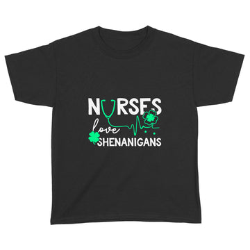 Nurses Love Shenanigans Funny St Patrick's Day Nursing T-Shirt - Standard Youth T-shirt