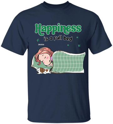 Happiness is a Full Bed, Personalized Custom Pet Mom Coffee T Shirt, Gift for Dog Cat Lover