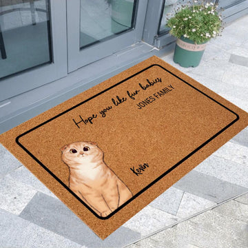 Hope You Like Fur Babies - Personalized Doormat - Birthday, Funny, Home Decor Gift For Pet Lovers, Cat Dad, Cat Mom
