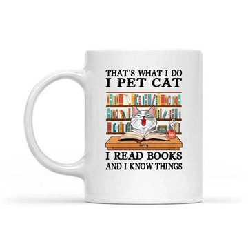 I Pet Cats I Read Books Personalized Mugs, Gift For Cat Lovers