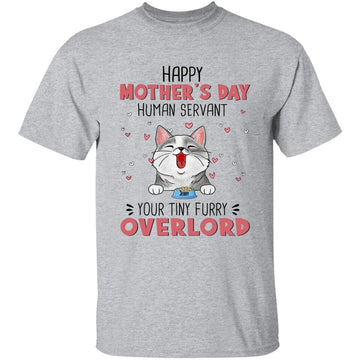Happy Mother’s Day Human Servant Cat Personalized T Shirt, Personalized Mother’s Day Gift for Cat Lovers, Cat Dad, Cat Mom