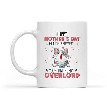 Happy Mother’s Day Human Servant Cat Personalized Mugs, Personalized Mother’s Day Gift for Cat Lovers, Cat Dad, Cat Mom
