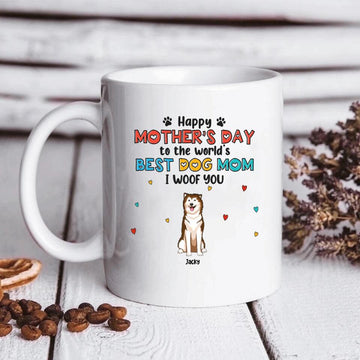 Happy Mother’s Day For Dog Mom Personalized Mugs, Personalized Mother’s Day Gift for Dog Lovers