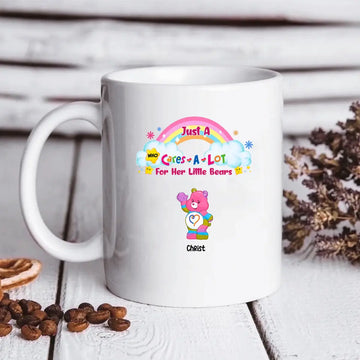 Just A Grandma Who Cares-A-Lot For Her Little Bears, Personalized Custom Mama Bear Gift Coffee Mug