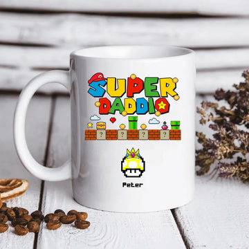 Super Daddio Mommio Personalized White Mug, Father’s Day Gift For Family