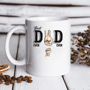 Best Dad Ever Ever Family Personalized Custom Unisex Mugs, Father’s Day, Birthday Gift For Dad