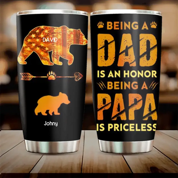 Daddy/ Grandpa Bear Personalized Tumbler, Best Gift For Father, Grandpa