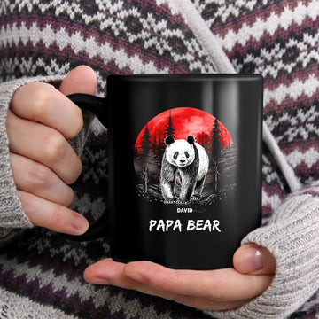 Panda Dad Personalized Mugs, Custom Panda Bear With Kids Mug Gift For Dad Papa