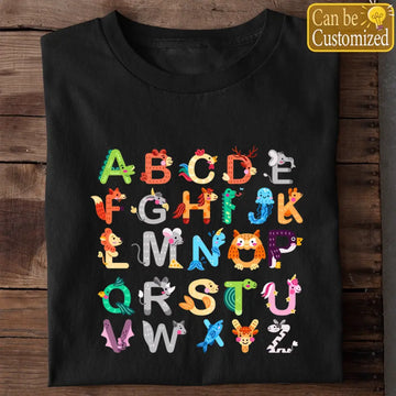 Dinosaurs Alphabets Personalized T-Shirt - Gift For Son, Daughter - Back To School Gift