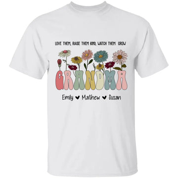 Grandma Flowers Colors Personalized Shirt - Best Gift For Grandma