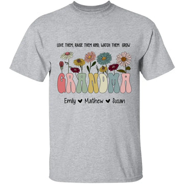 Grandma Flowers Colors Personalized Shirt - Best Gift For Grandma