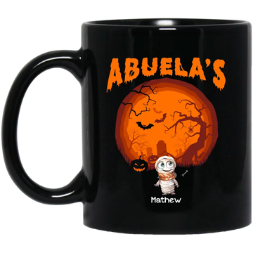 Grandma's Little Monster Spooky Halloween Personalized Mugs Gift For Grandma