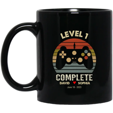 Level 1 Complete Personalized Couple Gamer Mug - Best Gift For Couples On Anniversary - Valentine’s Gift For Him, Her - For Husband, Wife