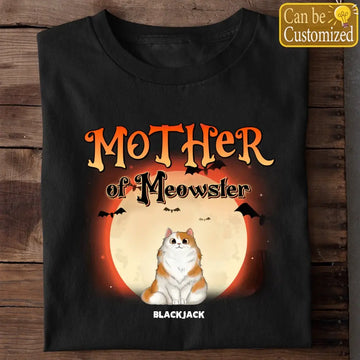 Mother Of Meowsters Cat Personalized  Shirt, Halloween Gift For Cat Lovers, Cat Mom, Cat Dad