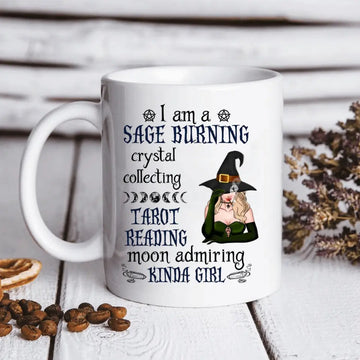 Personalized Custom Witch Mug - Halloween Gift Idea For Witch Lovers - I Am A Sage Burning Crystal Collecting