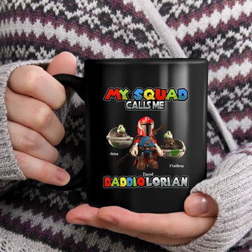 My Squad Calls Me Dadddiolorian Personalized Mug, Gamer Dad And Kids Cusomt Mug Gift For Dad - Daddio Mugs