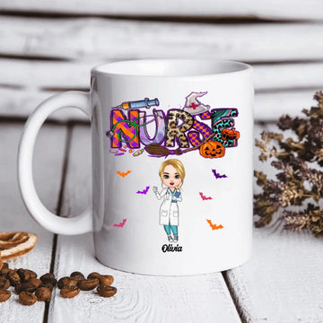 Nurse Spooky Season Personalized Custom Mug, Halloween, Nurse’s Day, Appreciation Gift For Nurse