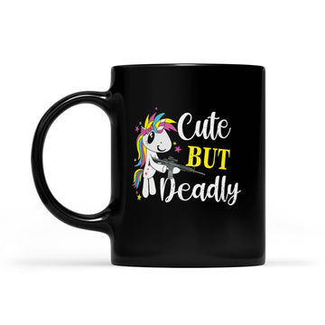 Unicorn Cute But Deadly Funny Gift Mug - Black Mug