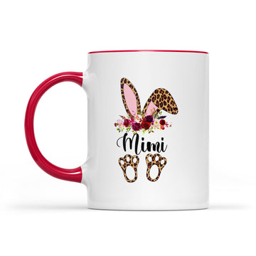 Mimi Bunny Floral Leopard Plaid Mimi Happy Easter Mother's Day Mug - Accent Mug