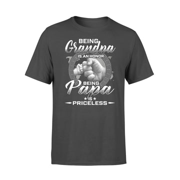 Being Grandpa Is An Honor Being Papa Is Priceless Funny T-Shirt - Premium T-shirt