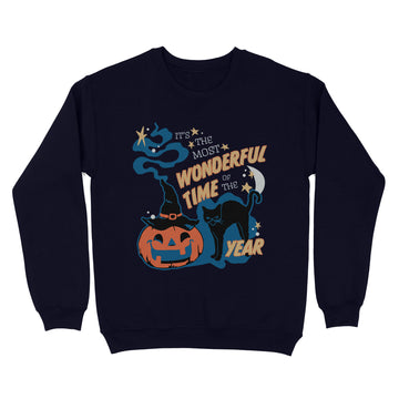 It's The Most Wonderful Time Of The Year Black Cat Halloween Shirt - Standard Crew Neck Sweatshirt