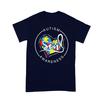 Autism Awareness Puzzle Piece For My Son Love Autistic Support Shirt - Standard T-Shirt