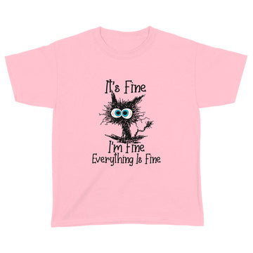 Black Cat It's Fine I'm Fine Everything Is Fine Shirt - Funny Cat Lovers T-Shirt