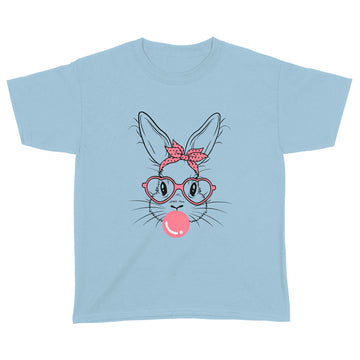 Bunny Face With Heart Glasses For Boys Men Kids Easter Day Shirt