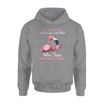 My Spirit Animal Is A Grumpy Flamingo Who Slaps Annoying People Shirt Funny Flamingo Graphic Tees T-Shirt - Standard Hoodie