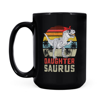 Daughtersaurus T-Rex Dinosaur Daughter Saurus Family Matching Mug - Black Mug