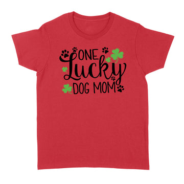 One Lucky Dog Mom Shamrock Paw Shirt St Patrick's Day Graphic Tee - Standard Women's T-shirt