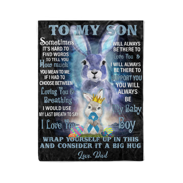 Rabbit Mom To My Son Sometimes It’s Hard To Find Words To Tell You Blue Ribbon Blanket