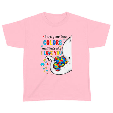 Autism Awareness Elephant I See Your True Colors Puzzle Piece Shirt