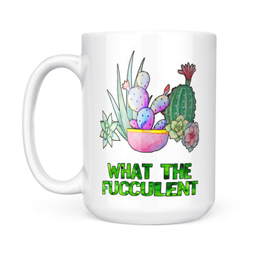 Cactus What The Fucculent Mug - White Mug