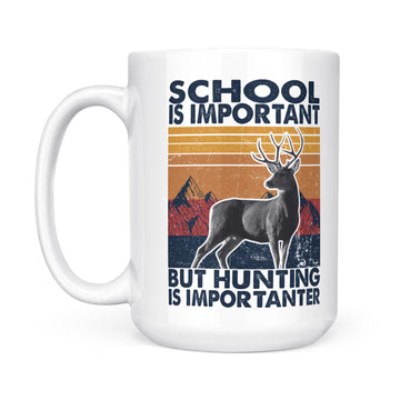 School Is Important But Hunting Is Importanter Vintage Gifts Mug - White Mug