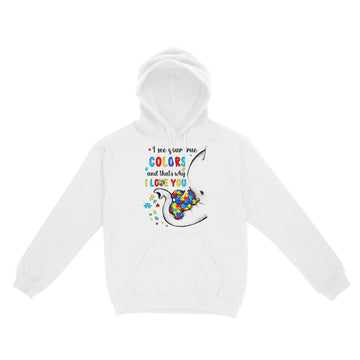 Autism Awareness Elephan I See Your True Colors Puzzle Piece Shirt - Standard Hoodie