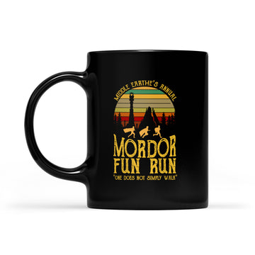 Middle Earth’s Annual Mordor Fun Run One Does Not Simply Walk Vintage Mug - Black Mug