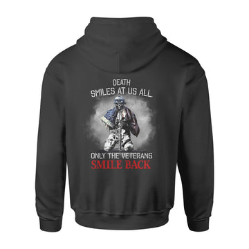 Death Smiles At US All Only The Veterans Smile Back American Flag Shirt Veteran Print On Back T-Shirt - Standard Hoodie
