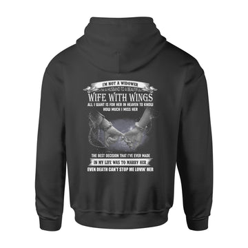 I'm Not A widower I'm A Husband To A Beautiful Wife With Wings All I Want Is For Her In Heaven To Know Shirt - Standard Hoodie