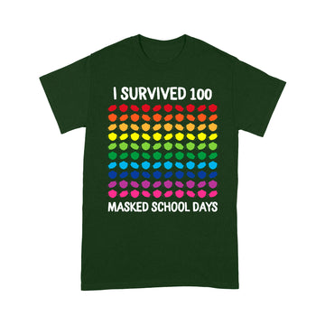 I Survived 100 Masked School Days 100th Day Of School Funny T-Shirt - Standard T-shirt