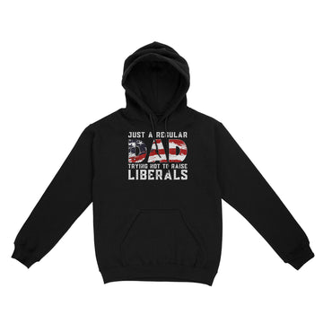 Republican Just A Regular Dad Trying Not To Raise Liberals Shirt Funny 4th of July Patriotic Vintage Gifts - Standard Hoodie