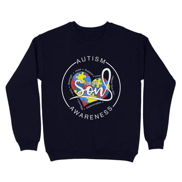 Autism Awareness Puzzle Piece For My Son Love Autistic Support Shirt - Standard Crew Neck Sweatshirt