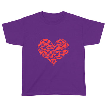 Boys Valentines Day Shirt - Dinosaur Heart Kids Dino Gift T-Shirt - Standard Youth T-shirt