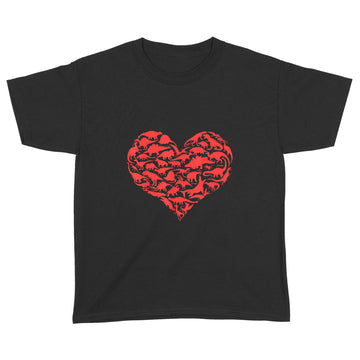 Boys Valentines Day Shirt - Dinosaur Heart Kids Dino Gift T-Shirt - Standard Youth T-shirt