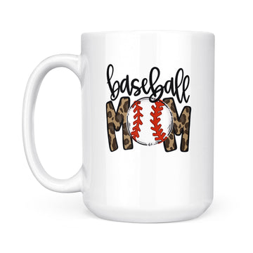 Baseball Mom Leopard Funny Softball Mom Mug Mother's Day Gift Mug - White Mug